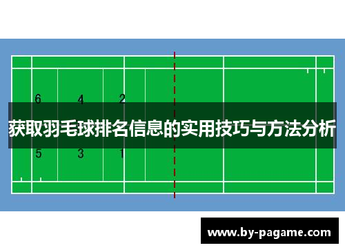 获取羽毛球排名信息的实用技巧与方法分析